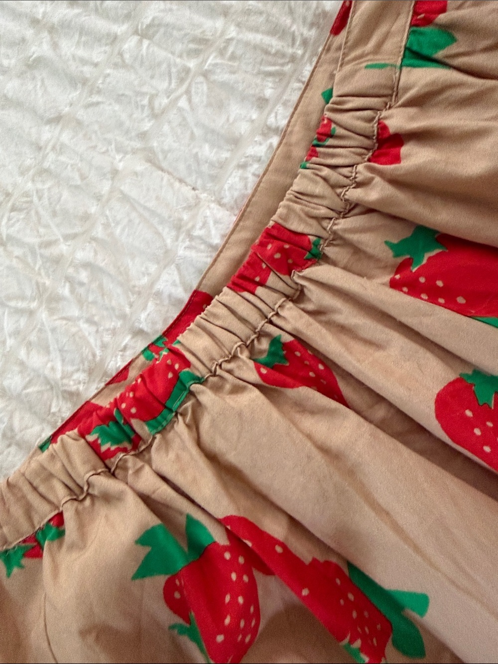 Anthropologie Beige Maxi Skirt with Red Strawberry Print - Picture 9 of 11
